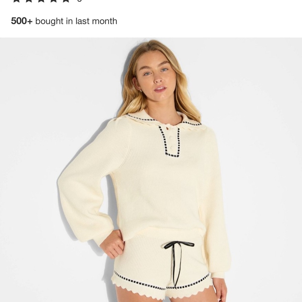 Women's Scalloped Sweater- Wild Fable™ Off-White